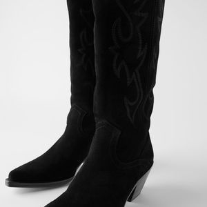 Zara split leather cowboy boots